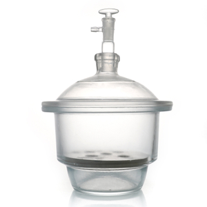 Vacuum Desiccator, Clear,with ground-in stopcock and porcelain plate