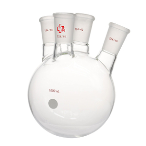 Glass Flask, Round Bottom, 4-Neck, Angled