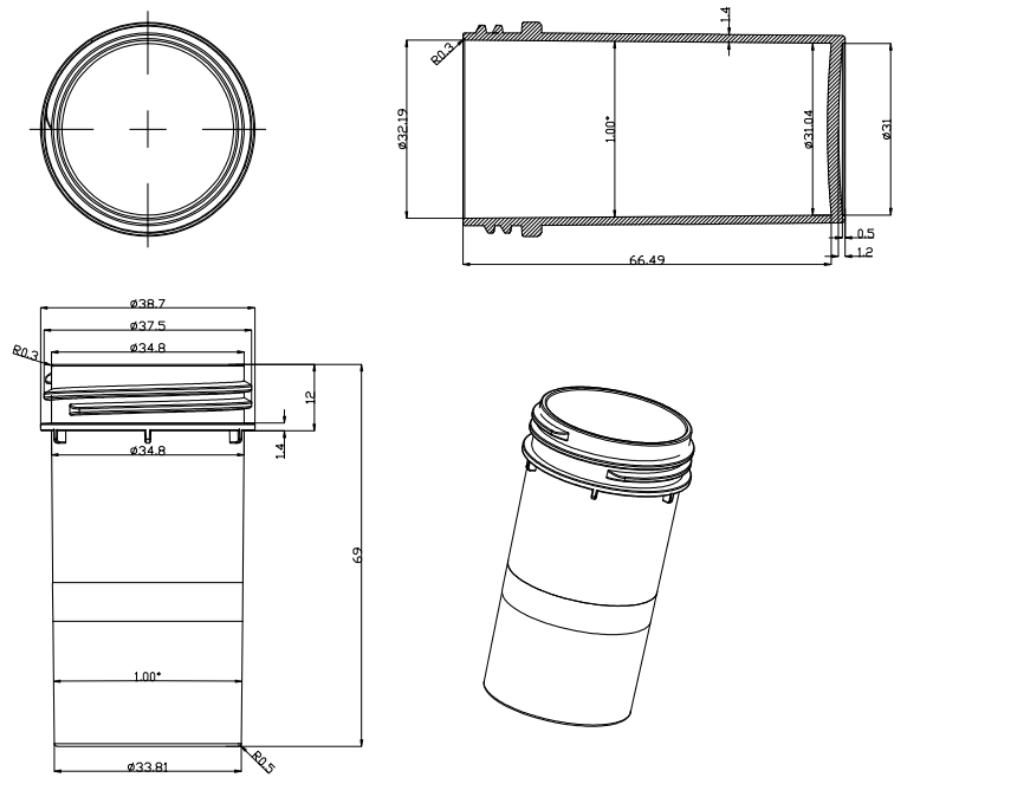 50ml reagent bottle-body