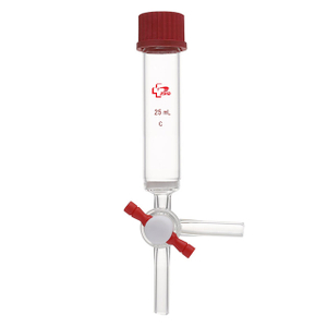 Glass Peptide Synthesis Vessel, Solid Phase, T-bore Teflon® Stopcock